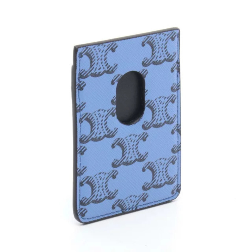 Celine Triomphe Black Card Blue Leather Magnetic Accessory Case Black Blue